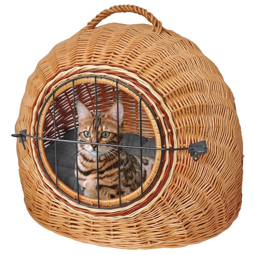 Katzenkorb weide mit kissen - katzenkorb,
