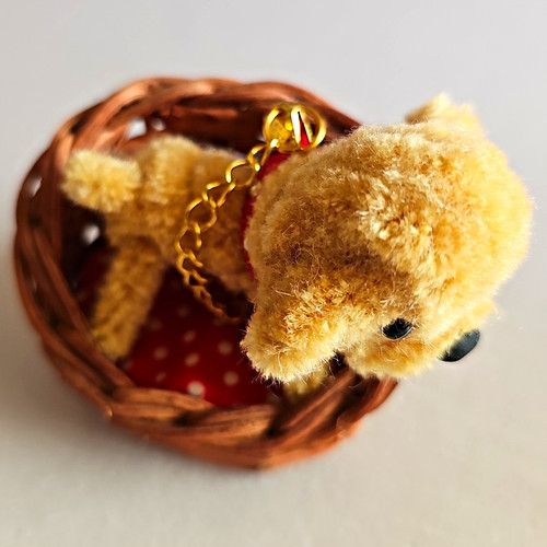 Puppenhaus hund mit weidenkorb - puppenhaus,